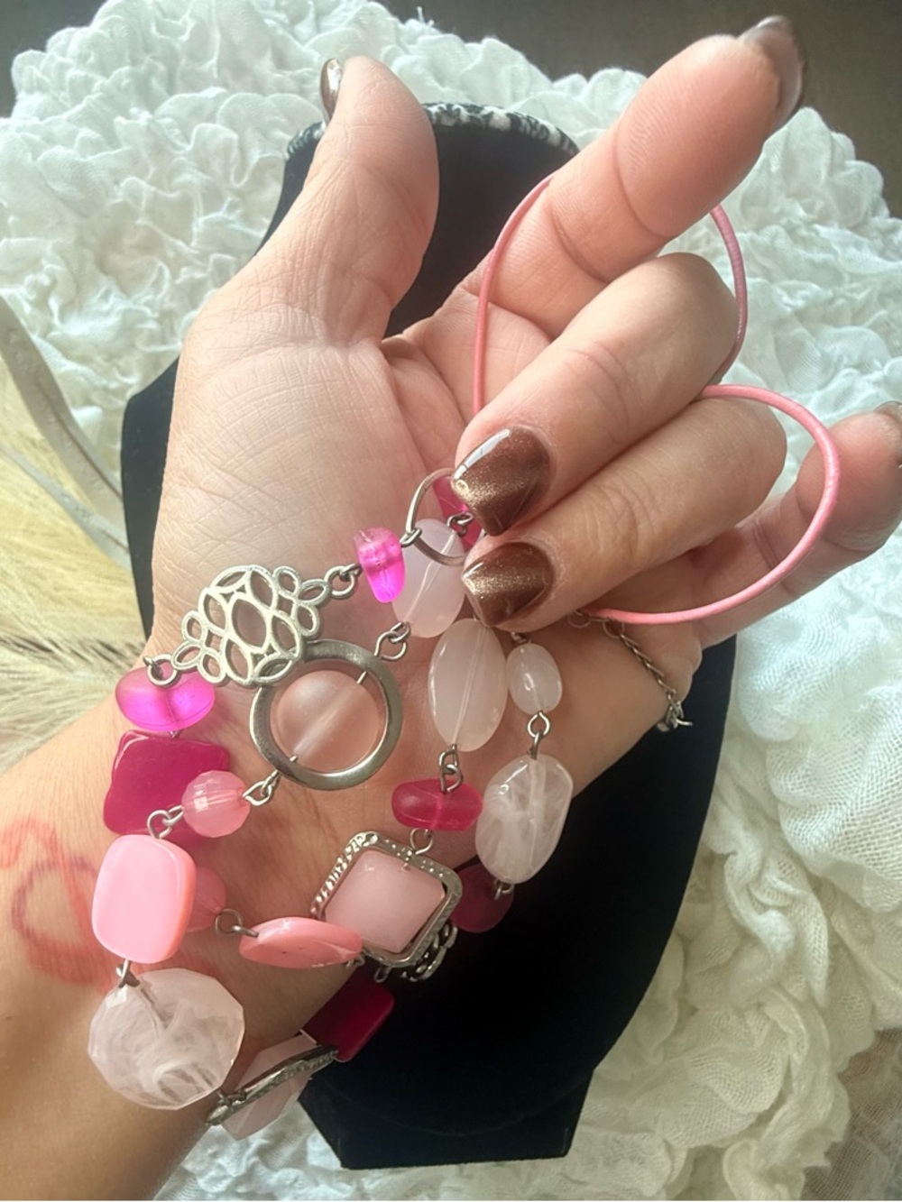 Pink Multi-Stone Necklace - Picture 3 of 3